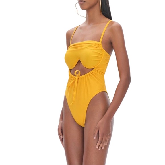 ANDREA IYAMAH Sunshine Yellow Tiaca Underwire Keyhole One Piece Swimsuit Medium - Picture 3 of 9